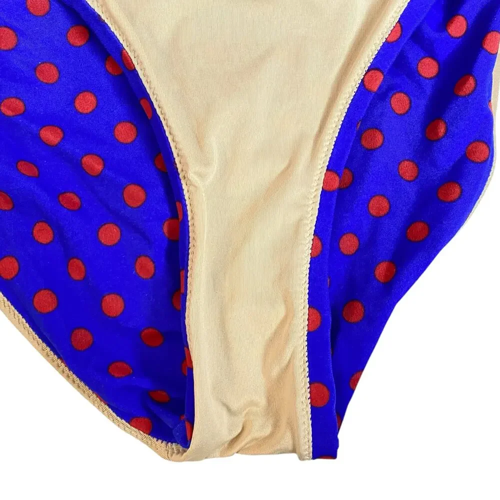 J. Crew Strapless Bandeau Bikini Top & String Bottom Blue Polka Dot Small 32D - Picture 12 of 16